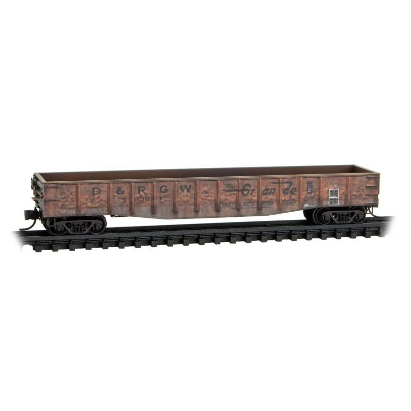 N Micro-Trains MTL 98305036 D&amp;RGW Rio Grande 50&#39; Gondola Set 4-Pack - Weathered