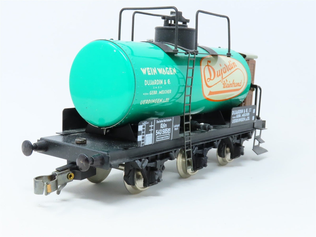 O Gauge 3-Rail ETS #471 Tin Plate Dujardin Weinbrand Tank Car w/ Brakeman&#39;s Cab