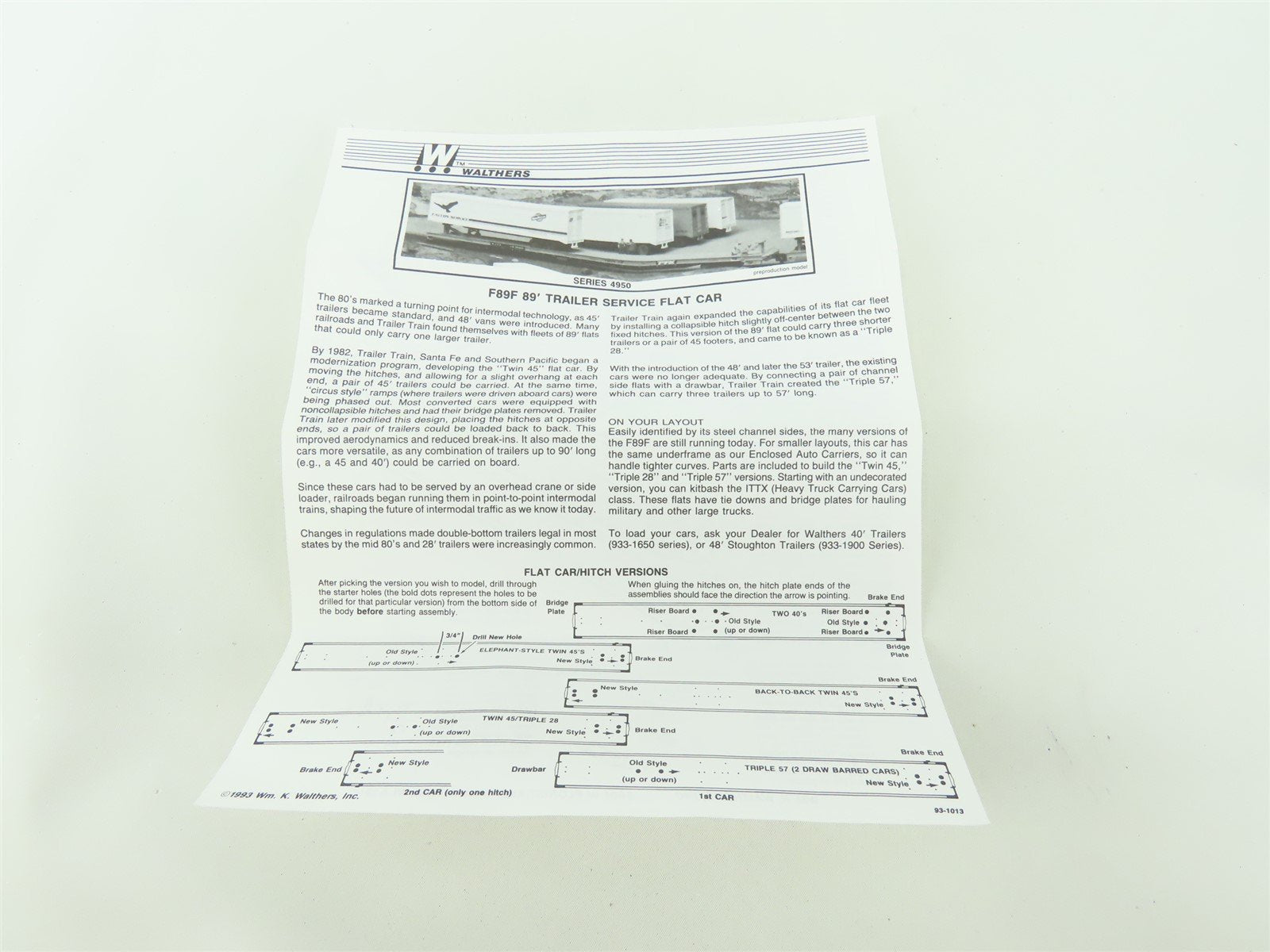 HO Scale Walthers Kit 932-4954 UP Union Pacific 89' TOFC Flat Car #53699