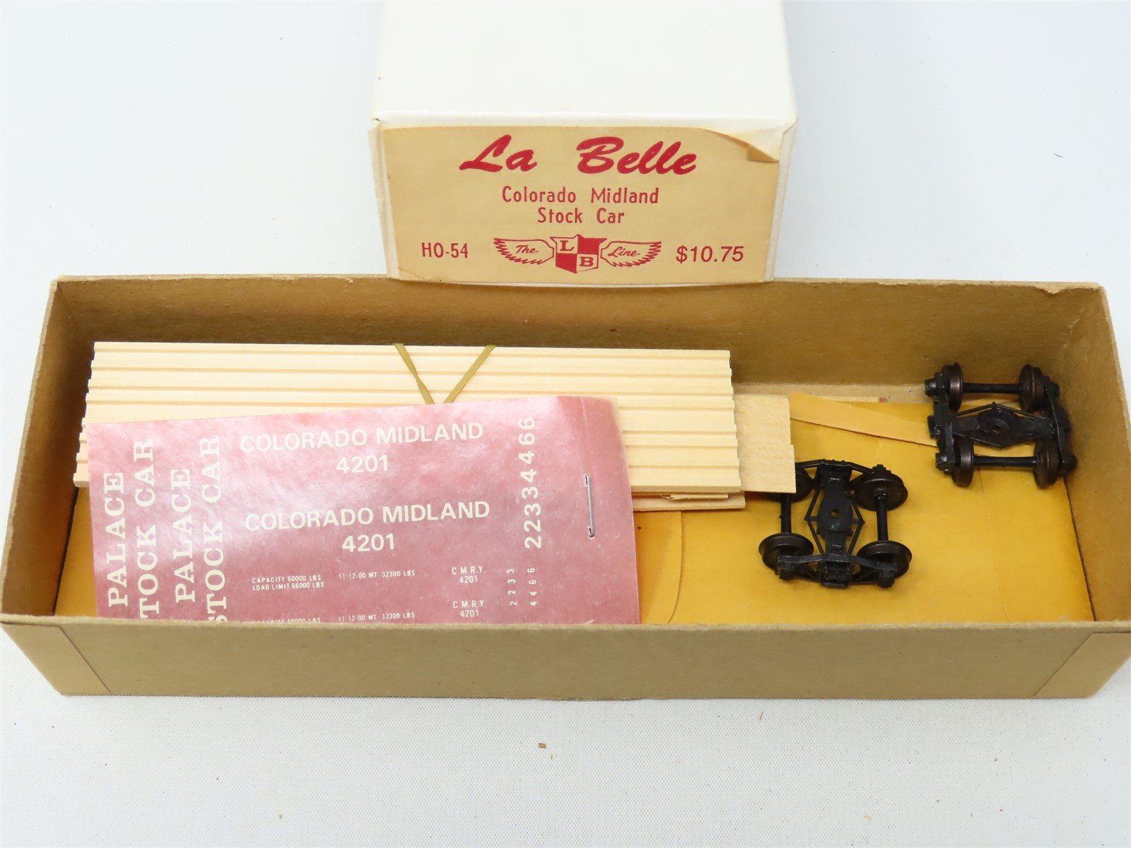 HO Scale LaBelle Kit #HO-54 CM Colorado Midland Stock Car #4201