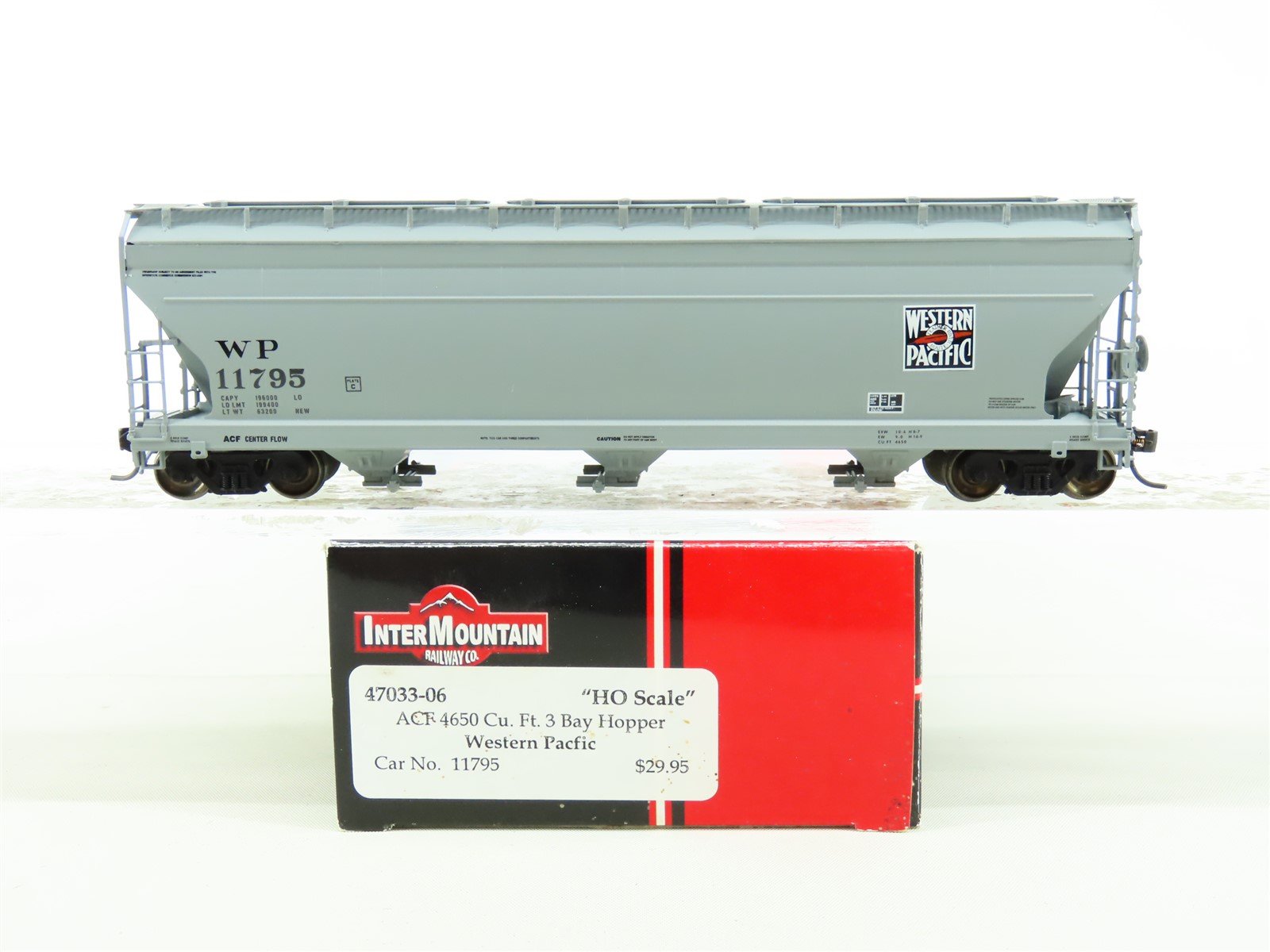 HO Scale InterMountain 47033-06 WP Western Pacific ACF 3-Bay Hopper #11795