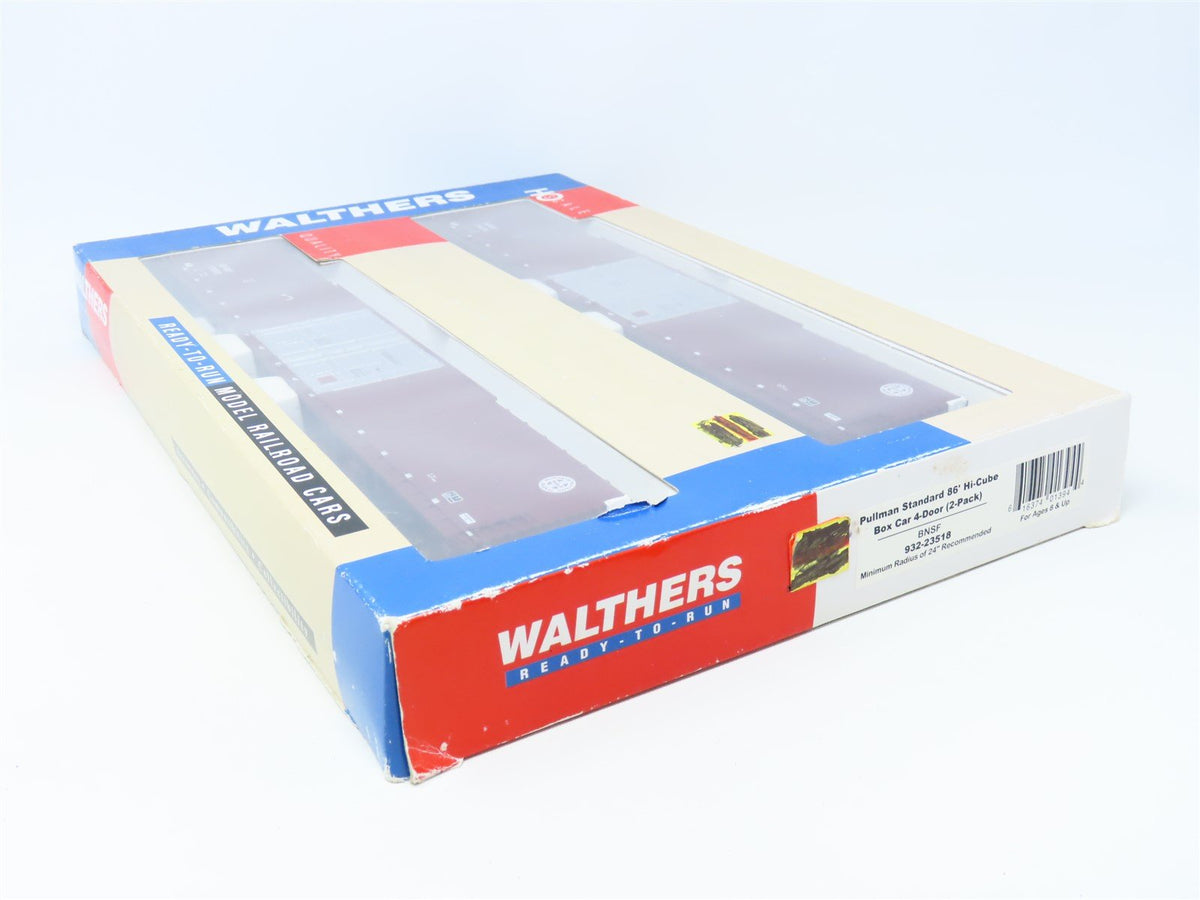 HO Scale Walthers 932-23518 BNSF Railways 86&#39; Hi-Cube 4-Door Box Car Set 2-Pack