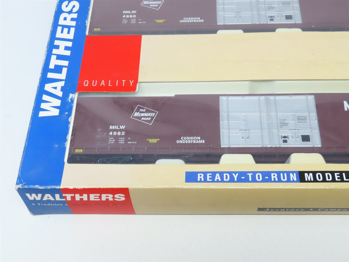 HO Scale Walthers 932-23513 MILW Milwaukee Road 86&#39; 4-Door Box Car Set 2-Pack