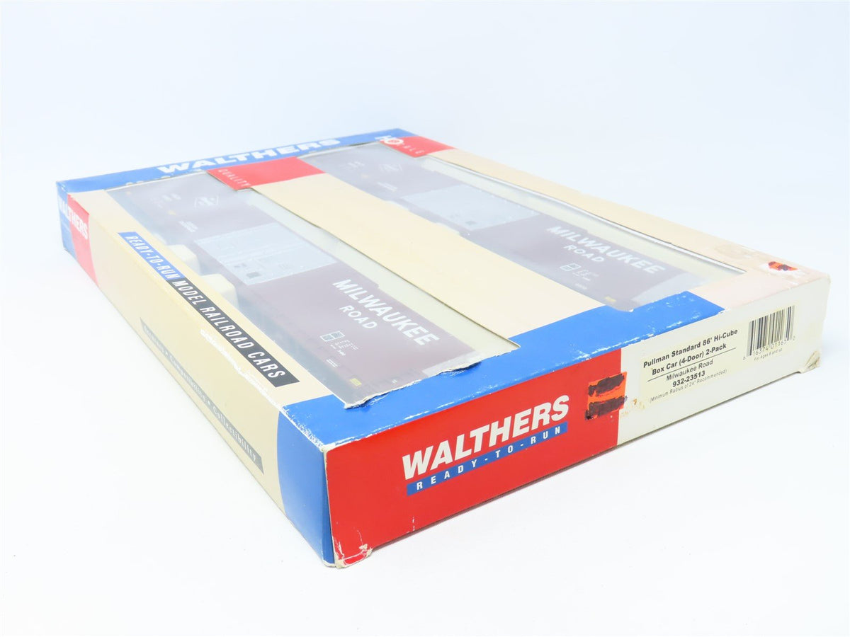 HO Scale Walthers 932-23513 MILW Milwaukee Road 86&#39; 4-Door Box Car Set 2-Pack