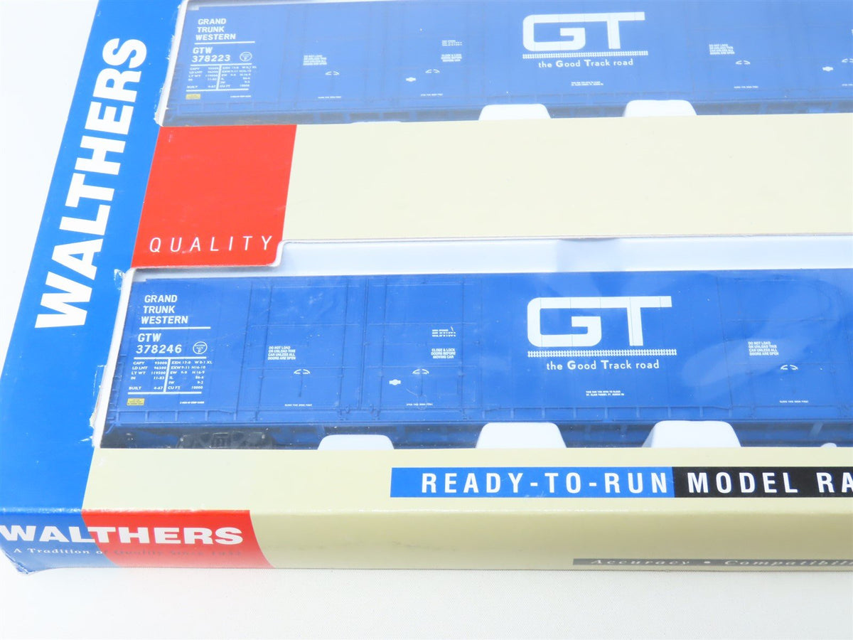 HO Scale Walthers 932-23535 GTW Grand Trunk Western 86&#39; 8-Door Box Car Set 2Pk