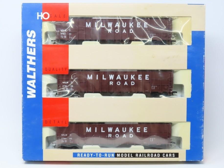 HO Scale Walthers #932-34055 MILW Milwaukee Road 61' Wood Chip Car 3-Pack