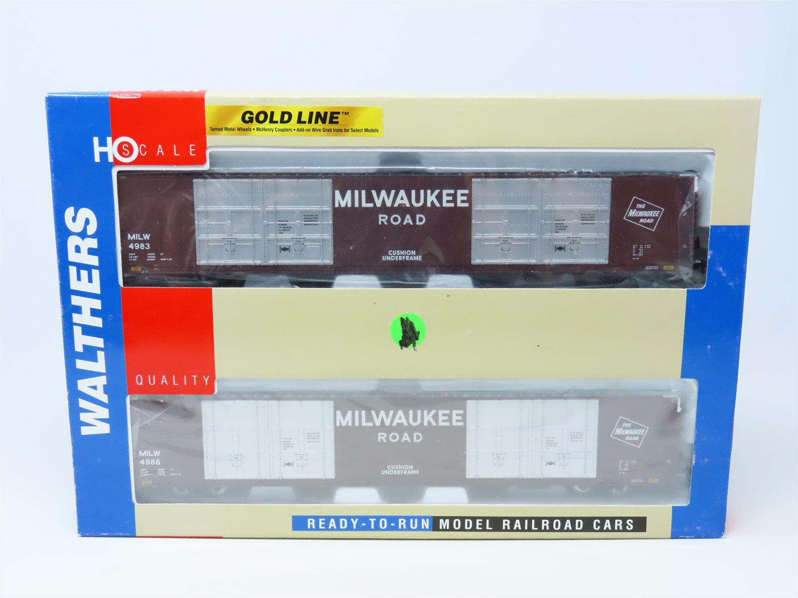 HO Walthers Gold Line 932-235313 MILW Milwaukee 86' 8-Door Box Car Set 2-Pack