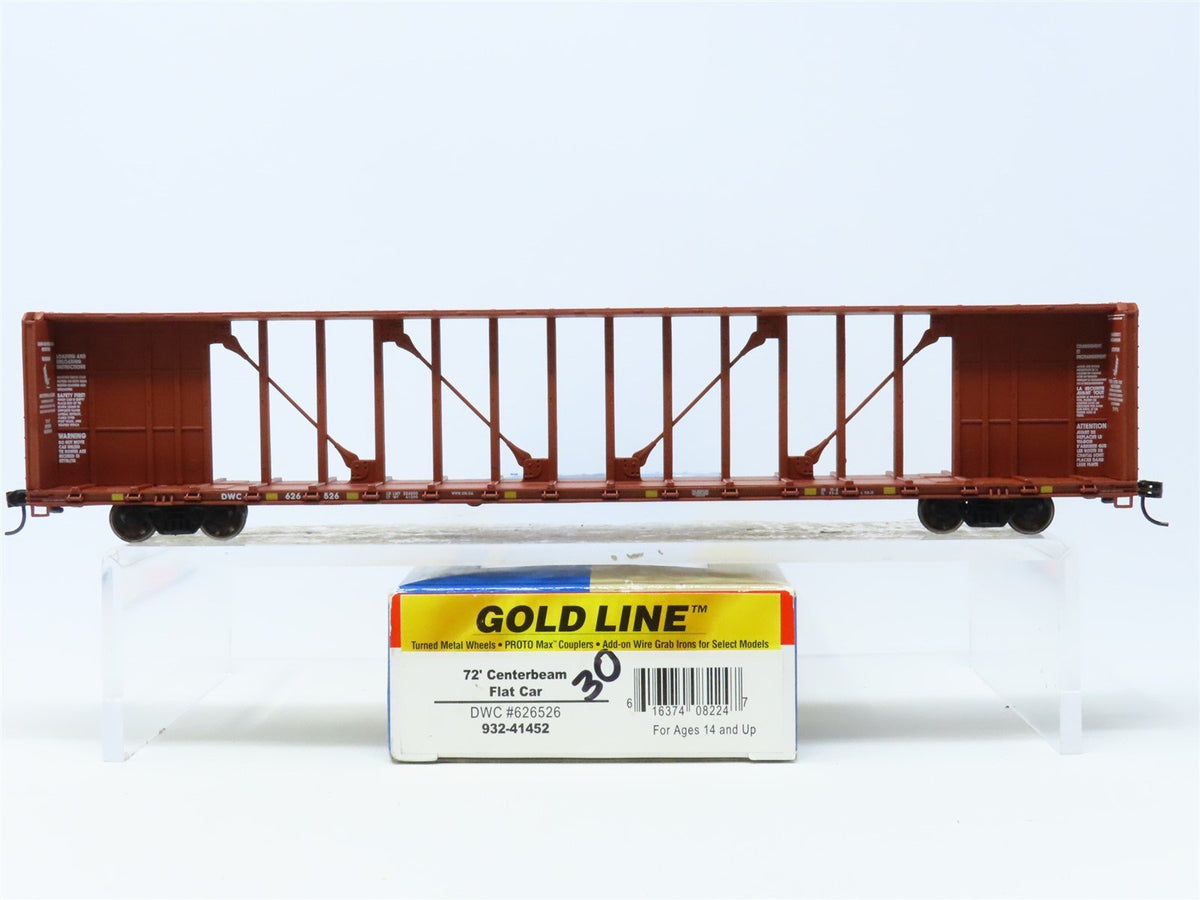 HO Scale Walthers Gold Line 932-41452 DWC 72&#39; Centerbeam Flat Car #626526