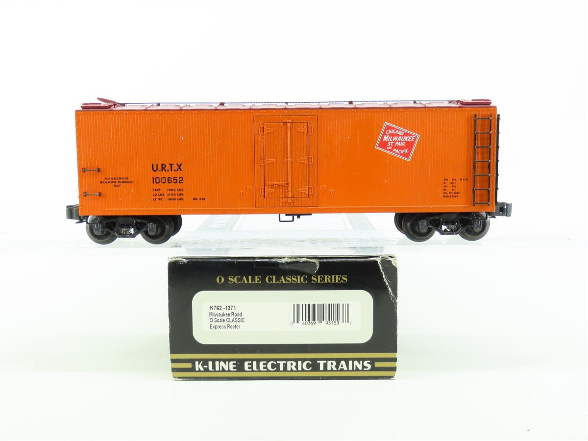 O Gauge 3-Rail K-Line K762-1371 URTX Milwaukee Road 40&#39; Express Reefer #100652