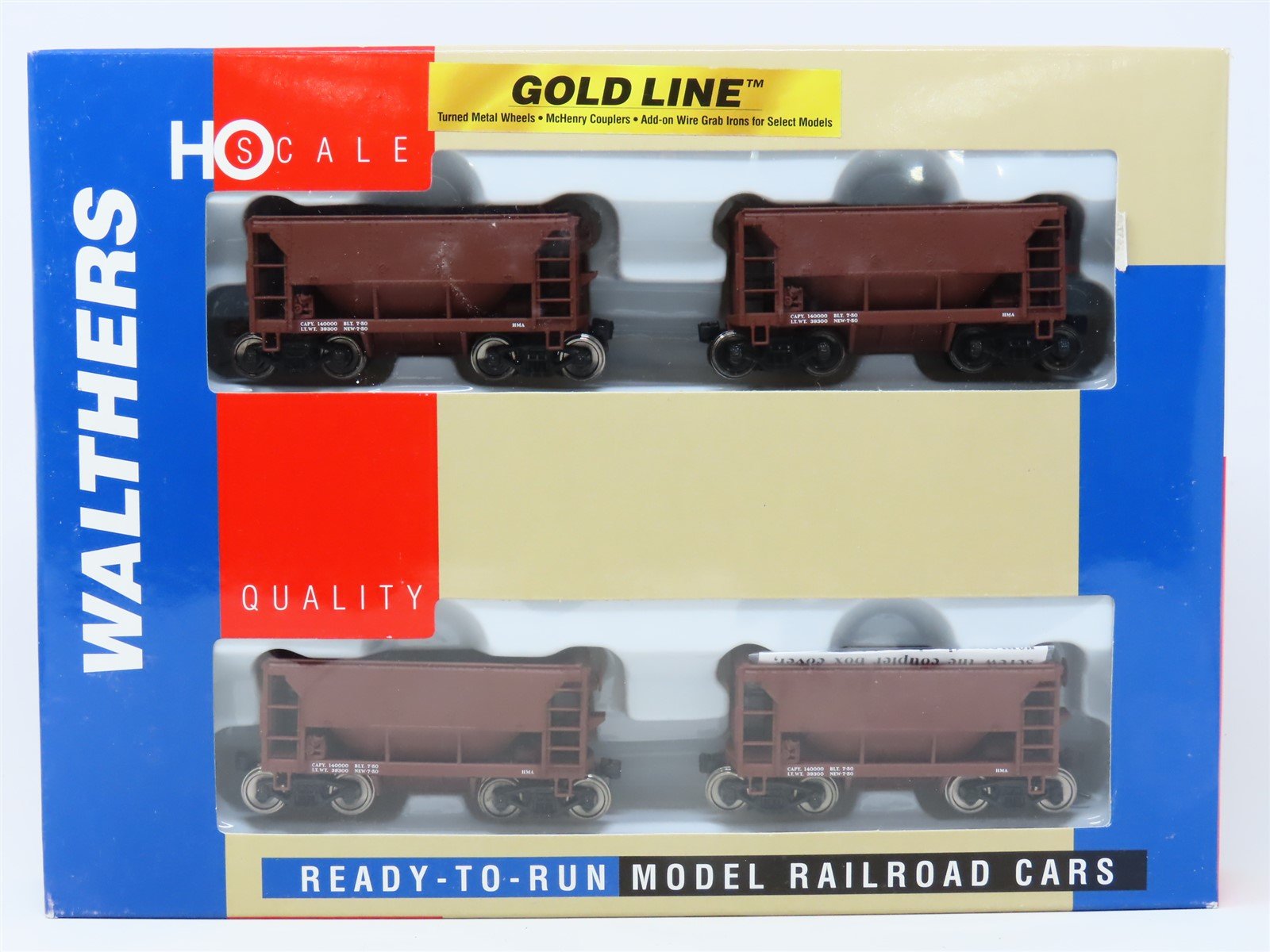 HO Scale Walthers Gold Line 932-4408 Data Only Ore Car Set 4-Pack