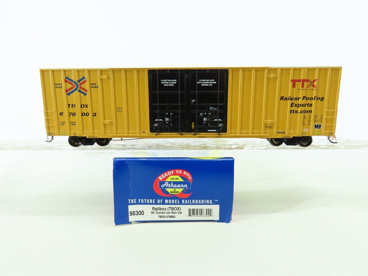 HO Scale Athearn 96300 TBOX Railbox 60&#39; Gunderson Hi-Cube Box Car #670003