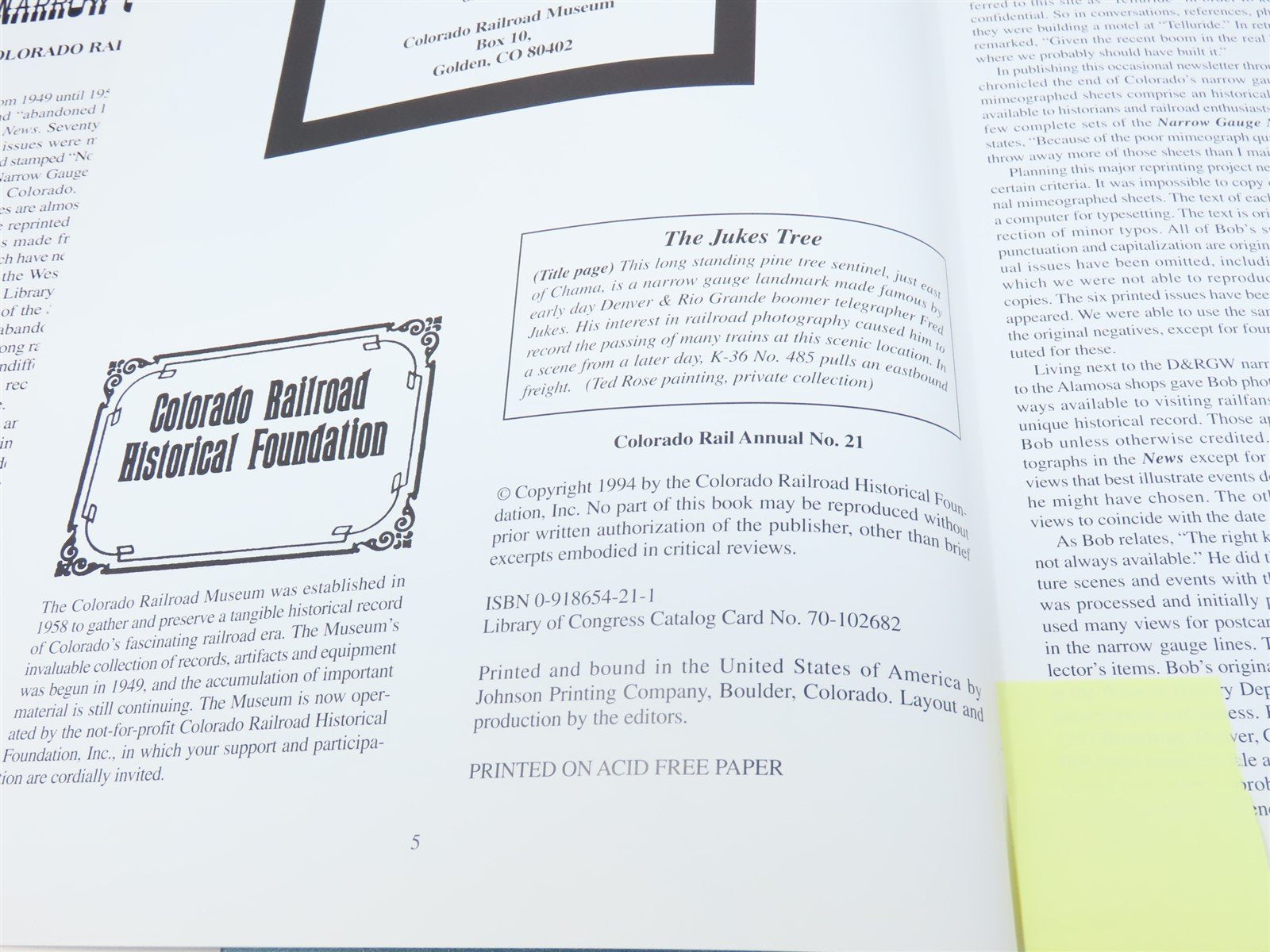 CRM Annual No. 21 Narrow Gauge News by Robert W Richardson ©1994 HC Book