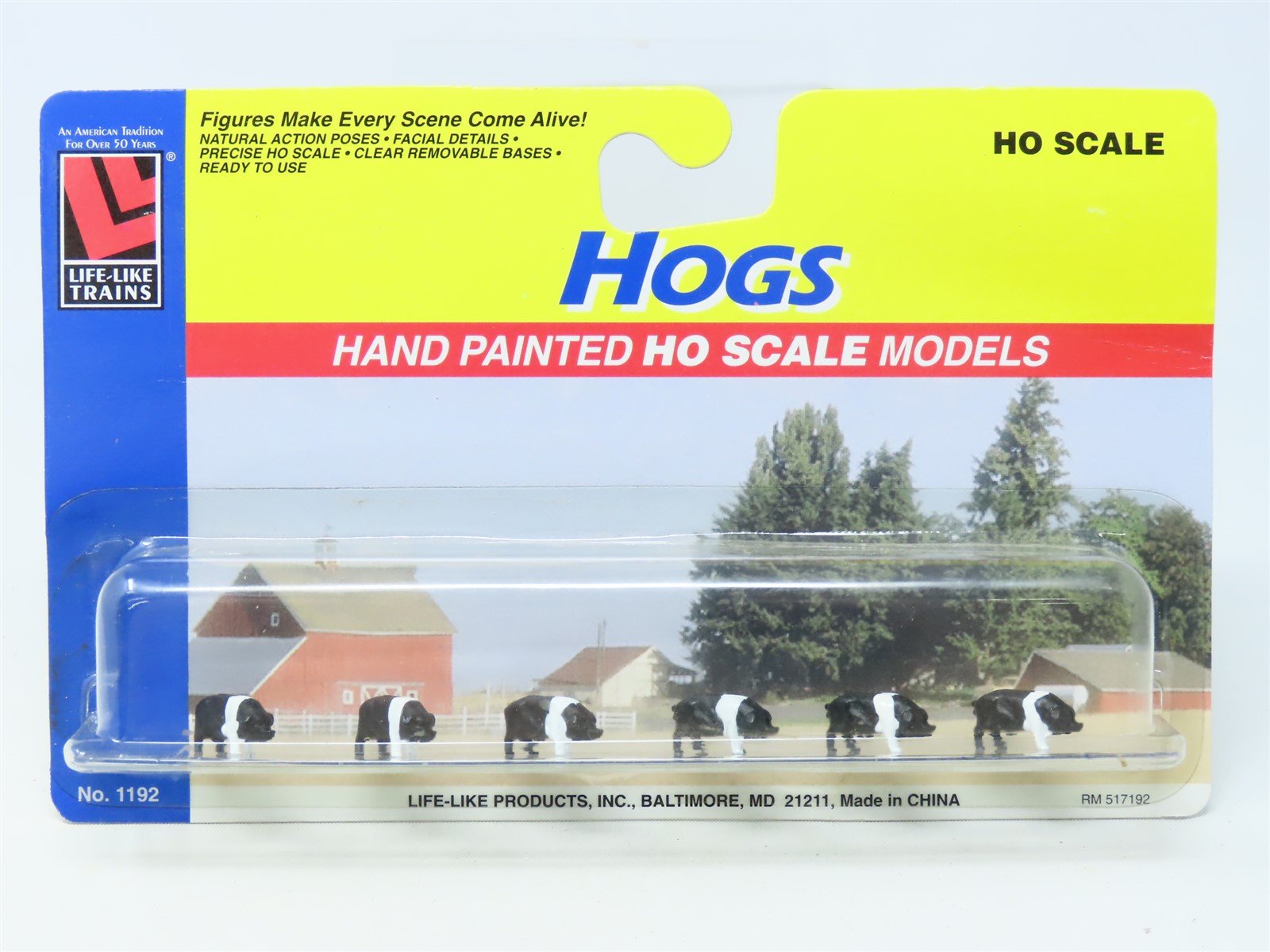 HO 1/87 Scale Life-Like Trains 1192 Hand Painted Figures - Hogs