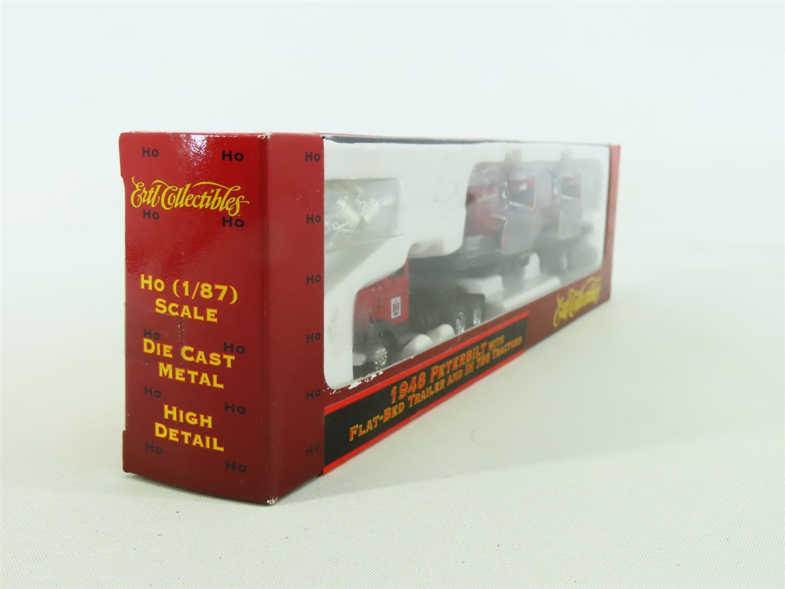 HO 1/87 Scale Ertl #4210 1948 Peterbilt w/ Flat Bed Trailer & IH 756 Tractors