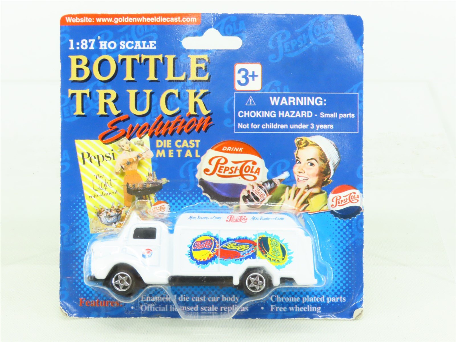 HO 1/87 Scale Golden Wheel #18212 Bottle Truck Evolution - Pepsi Cola