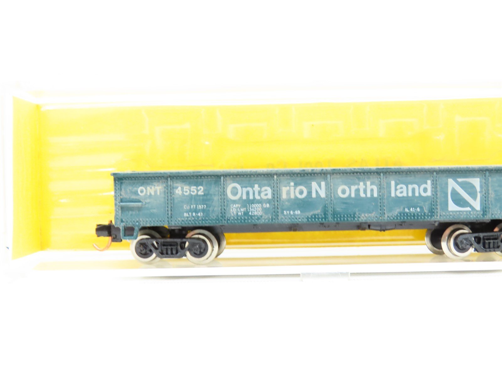 N Scale Atlas 3505 ONT Ontario Northland 42' Steel Gondola #4552 Weathered