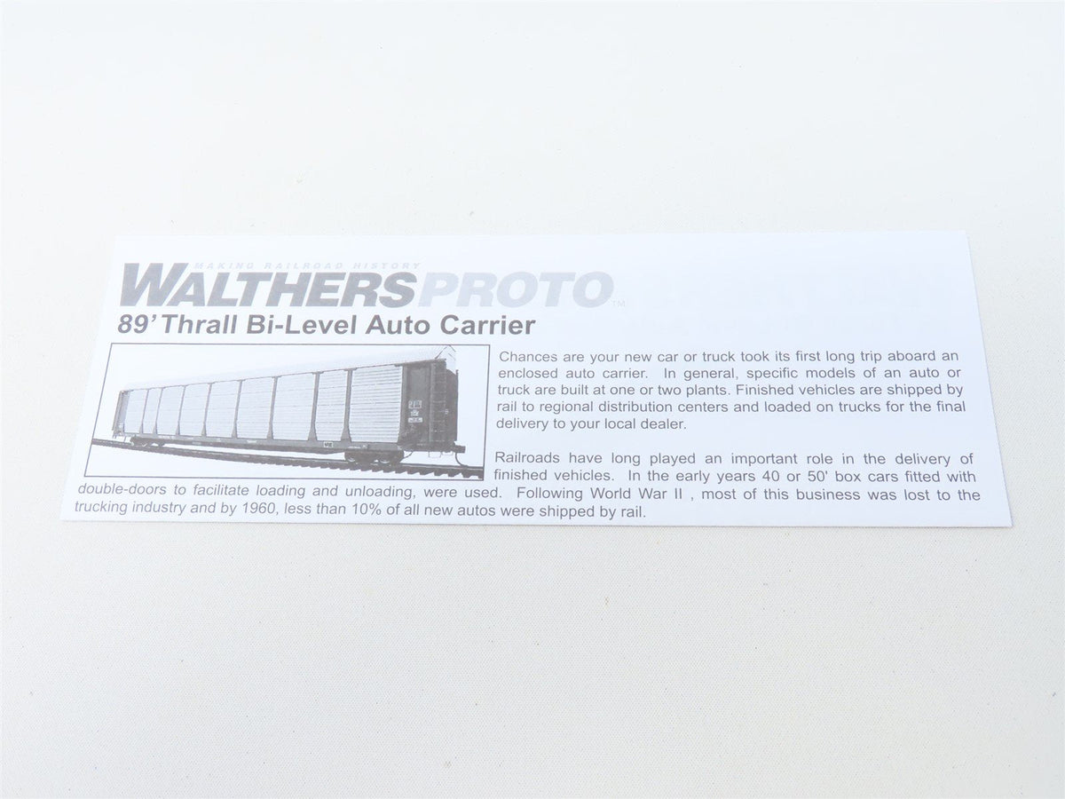 HO Scale Walthers Proto 920-101315 MILW Milwaukee Road 89&#39; Auto Carrier #965751