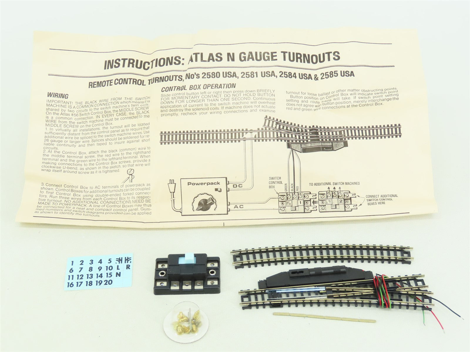 N Scale Atlas #2581 USA Snap-Switch Remote Right Hand Switch Track