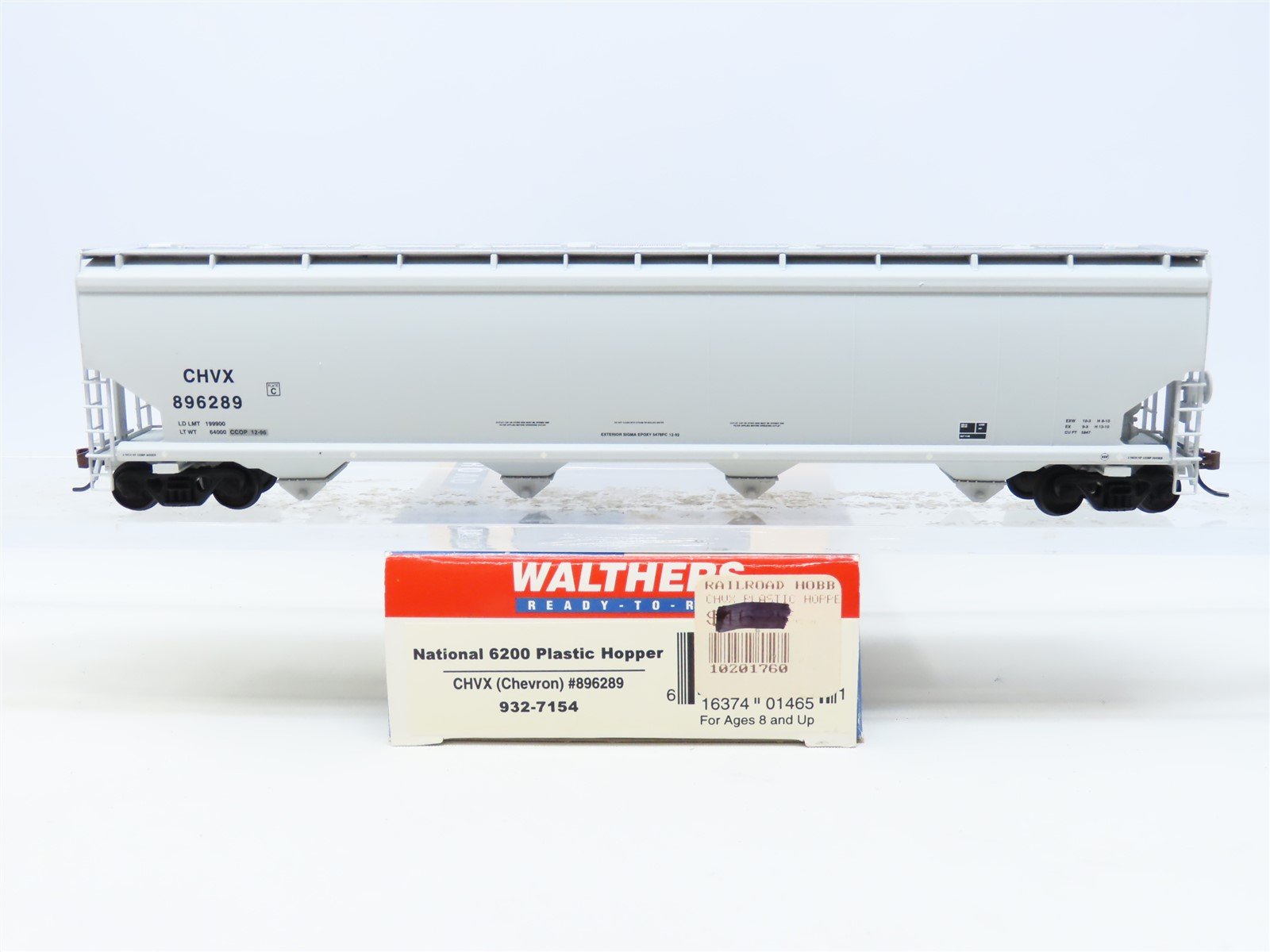HO Scale Walthers 932-7154 CHVX Chevron National 4-Bay Covered Hopper #896289