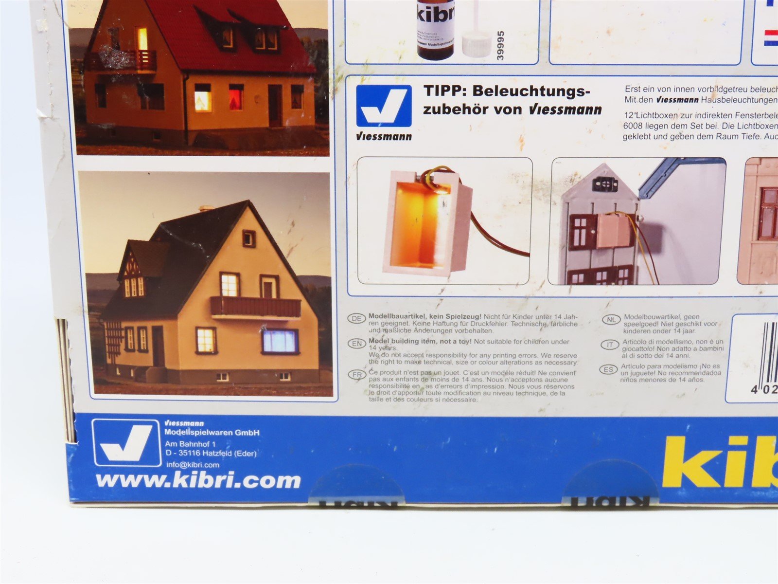 HO 1/87 Scale Kibri Building Kit 38995 Detached Houses (3) w/ Lights - Sealed