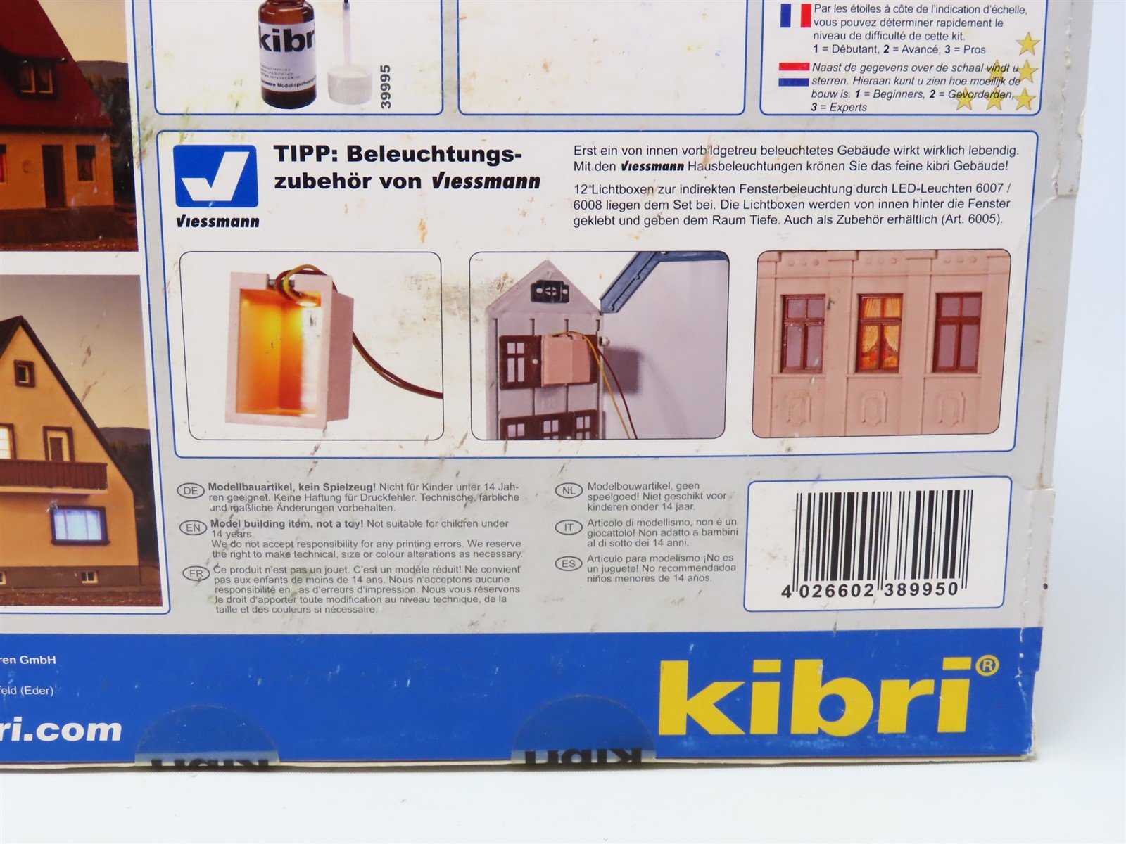 HO 1/87 Scale Kibri Building Kit 38995 Detached Houses (3) w/ Lights - Sealed