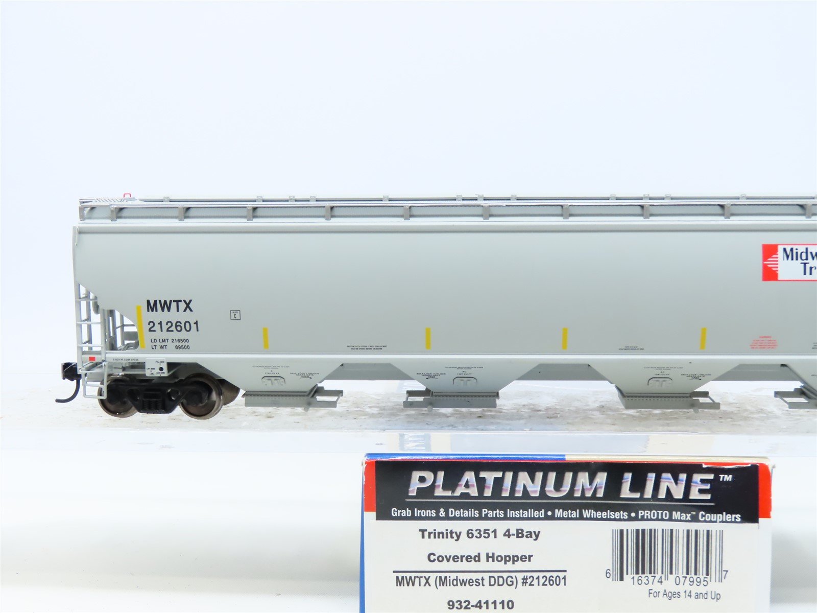 HO Scale Walthers Platinum Line 932-41110 MWTX Midwest DDG 4-Bay Hopper #212601
