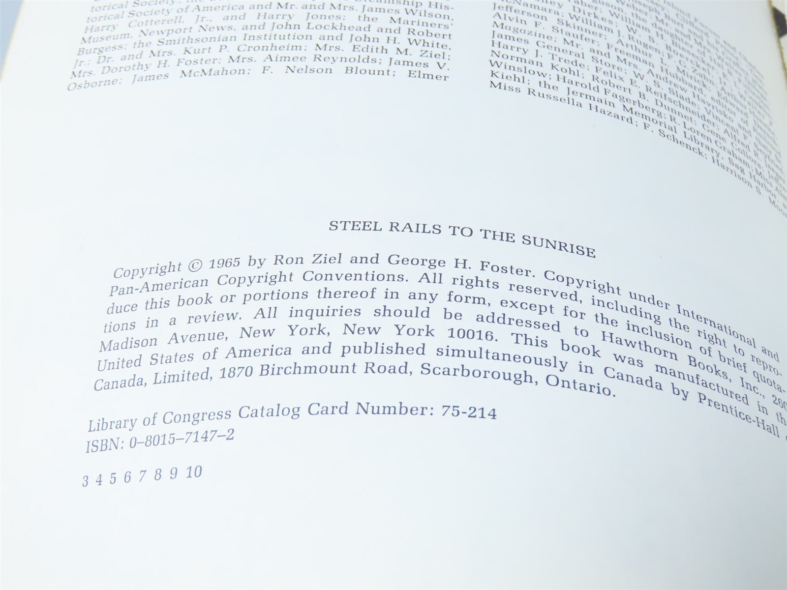 Steel Rails to the Sunrise by Ron Ziel & George Foster ©1975 SC Book