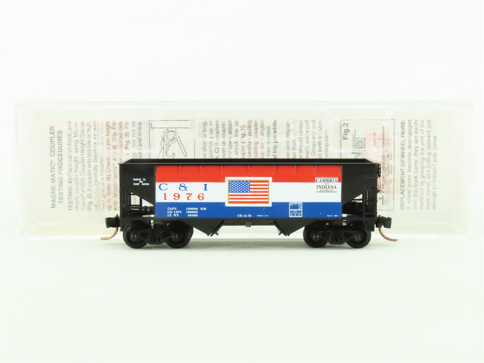 N Scale Micro-Trains MTL 55430 C&I Cambria & Indiana "Flag" 2-Bay Hopper #1976