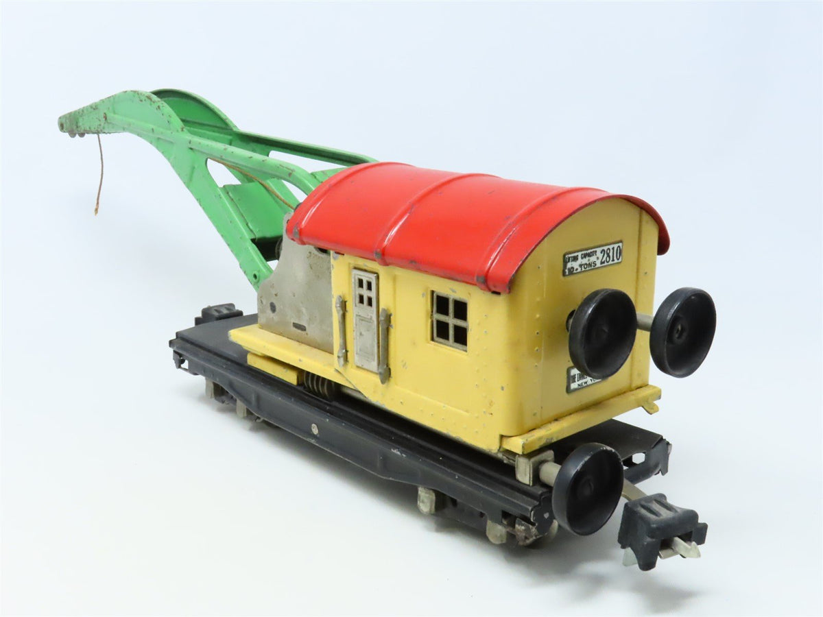 O Gauge 3-Rail Lionel Tinplate Prewar 2810 10-Ton Derrick Crane Car