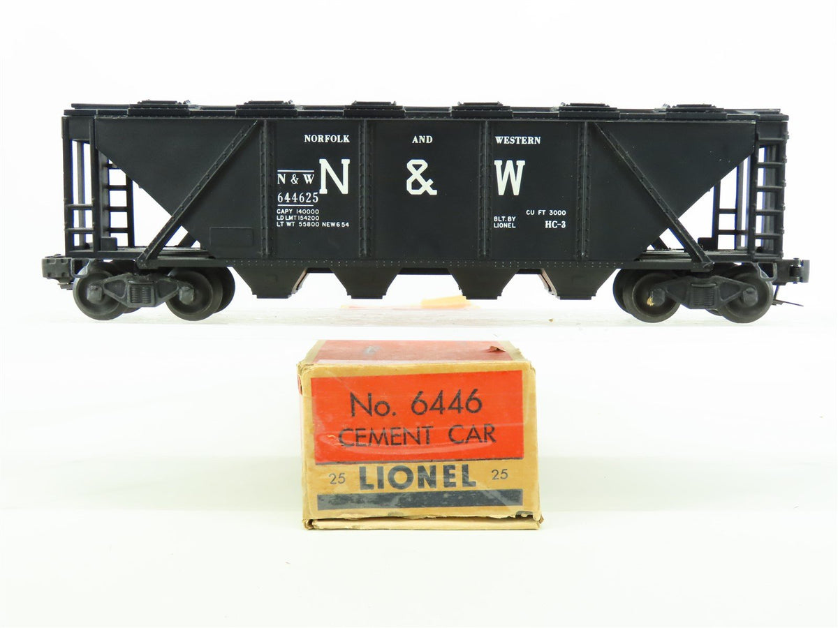 O Gauge 3-Rail Lionel 6446-25 N&amp;W Norfolk &amp; Western 4-Bay Covered Hopper