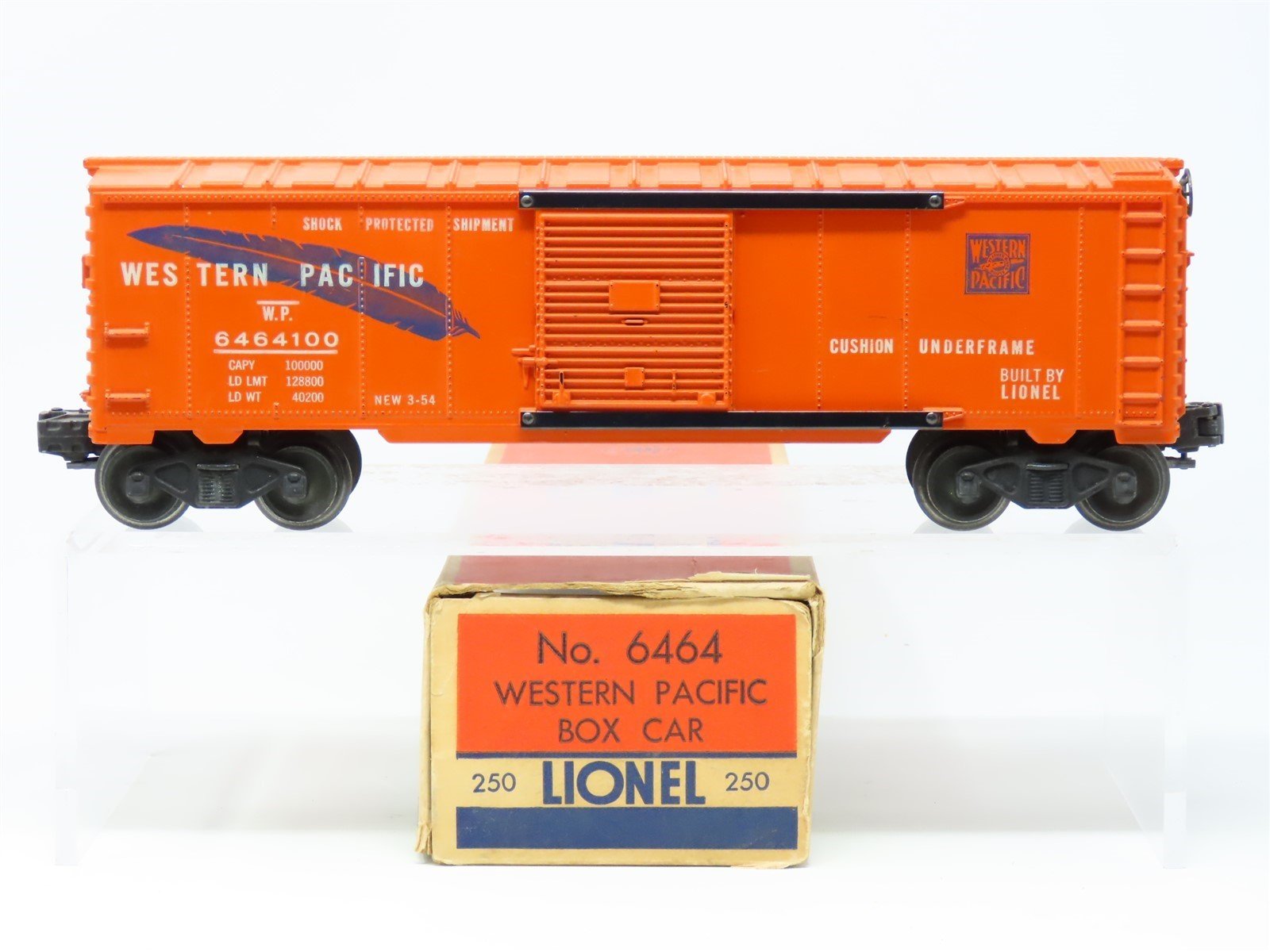 O Lionel 6464-100 (TYPE IIA) 1954 Western Pacific Blue Feather 6464-250 Box RARE