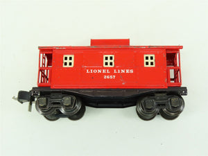 O Gauge 3-Rail Lionel Lines Prewar 2657 Red Tinplate Caboose