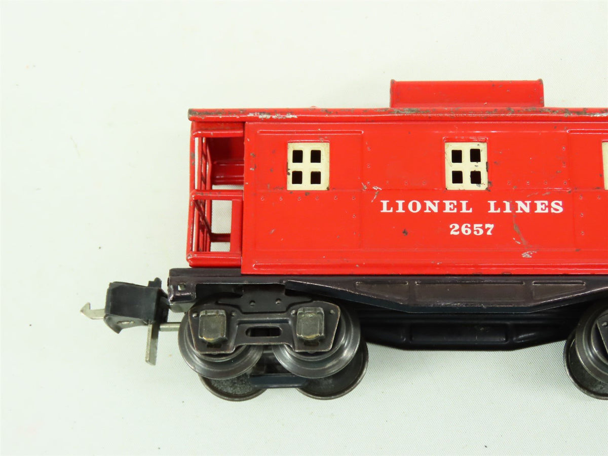 O Gauge 3-Rail Lionel Lines Prewar 2657 Red Tinplate Caboose