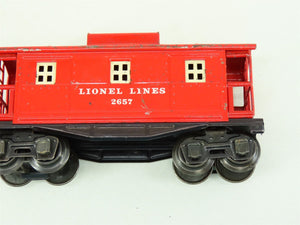 O Gauge 3-Rail Lionel Lines Prewar 2657 Red Tinplate Caboose