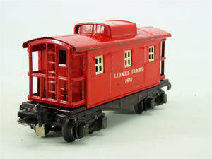 O Gauge 3-Rail Lionel Lines Prewar 2657 Red Tinplate Caboose