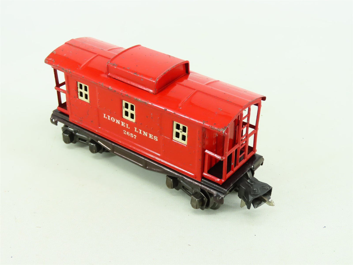 O Gauge 3-Rail Lionel Lines Prewar 2657 Red Tinplate Caboose