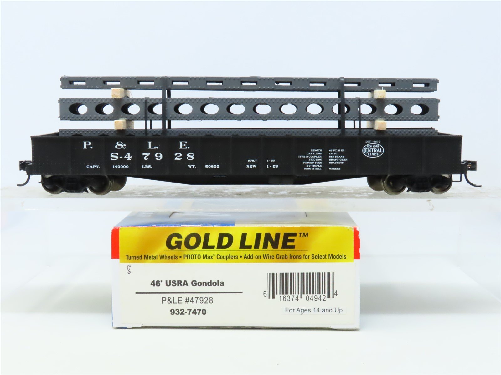 HO Walthers Gold Line #932-7470 NYC P&LE 46' Gondola #S-47928 w/ Custom Load