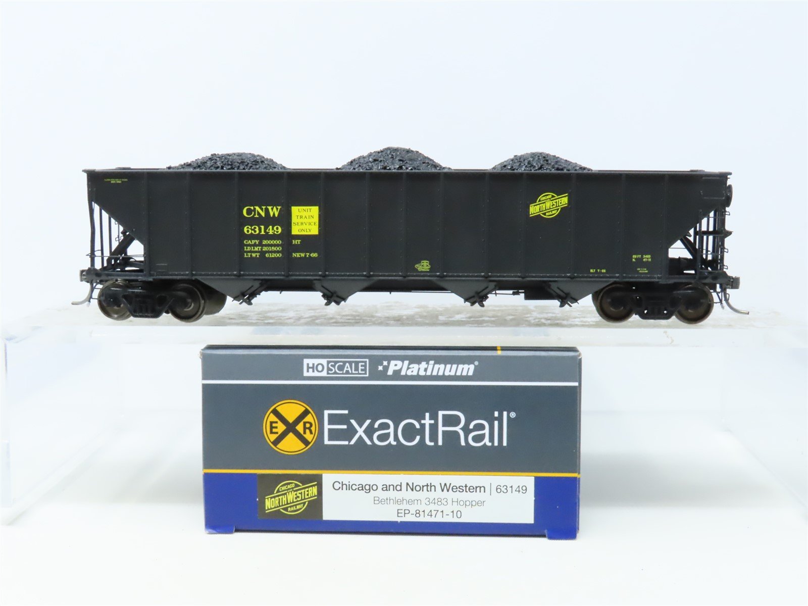 HO ExactRail Platinum EP-81471-10 CNW Chicago & North Western 4-Bay Hopper 63149