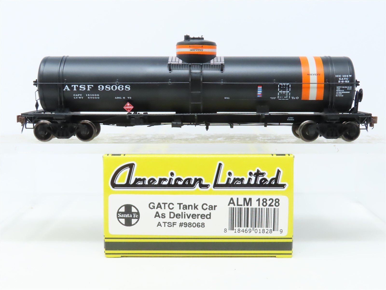 HO American Limited #ALM 1828 ATSF Santa Fe GATC Single Dome Tank Car #98068