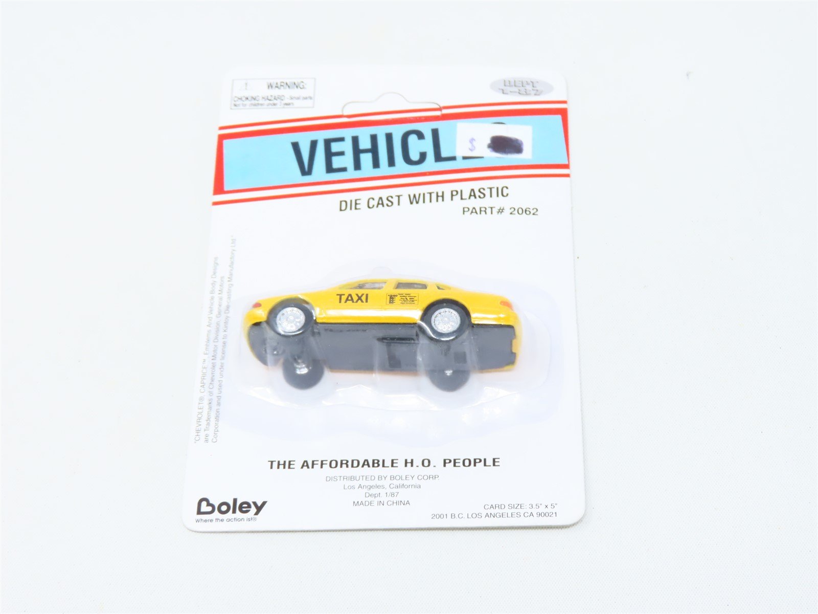 HO Scale Boley Vehicle #2062 Die-Cast and Plastic Yellow Taxi