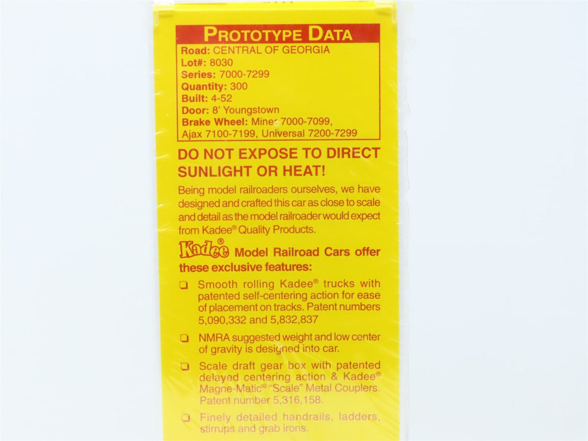 HO Scale Kadee 5111 CG Central Of Georgia 40&#39; Single Door Box Car #7115 Sealed