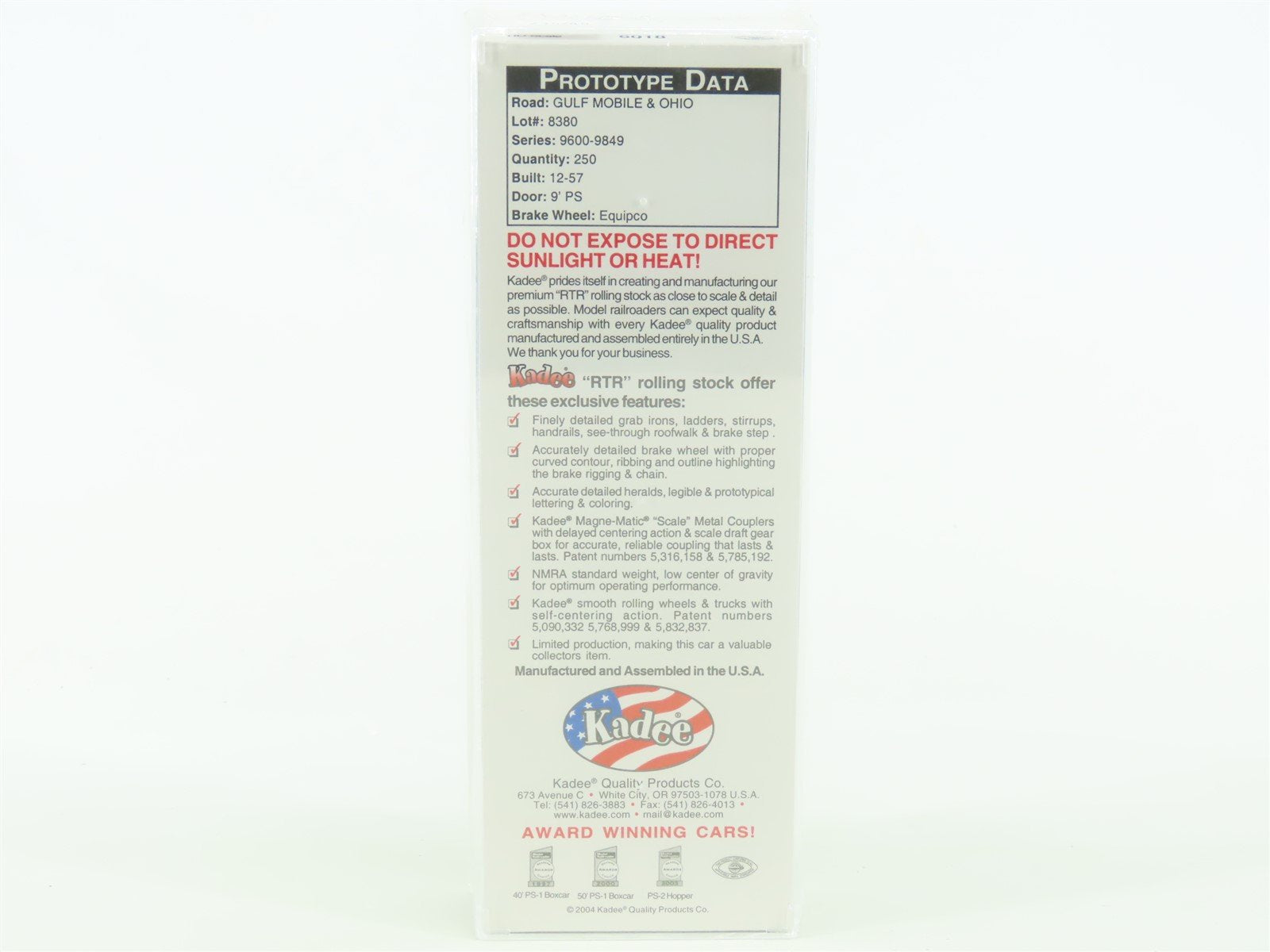 HO Scale Kadee Cars #6018 GM&O Gulf Mobile & Ohio 50' Box Car #9775 - Sealed