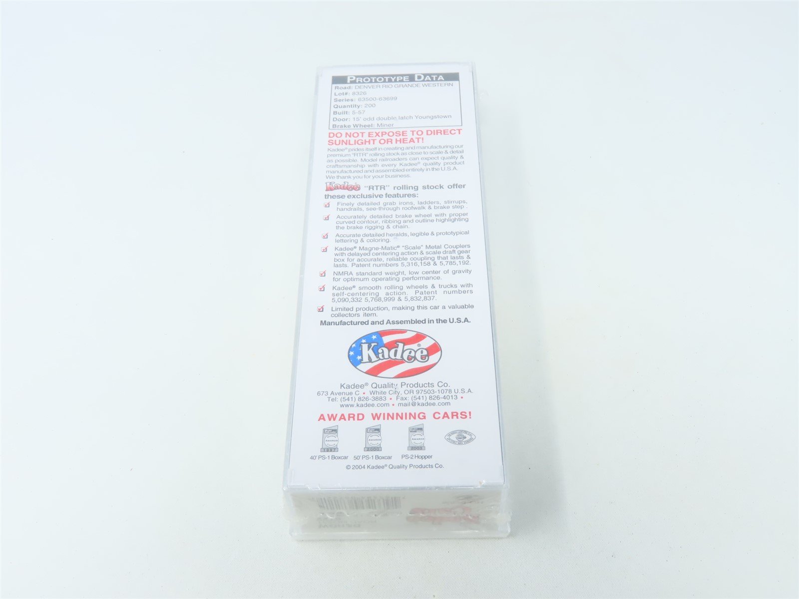 HO Kadee Cars #6722 D&RGW Rio Grande 50' Double Door Box Car #63531 - Sealed