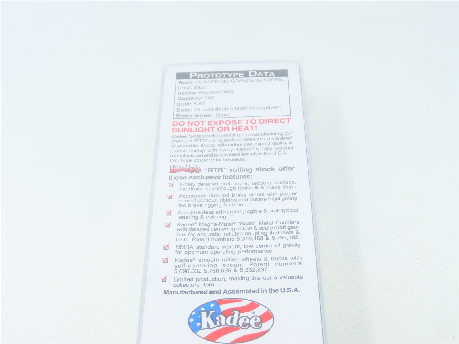 HO Kadee Cars #6722 D&RGW Rio Grande 50' Double Door Box Car #63531 - Sealed