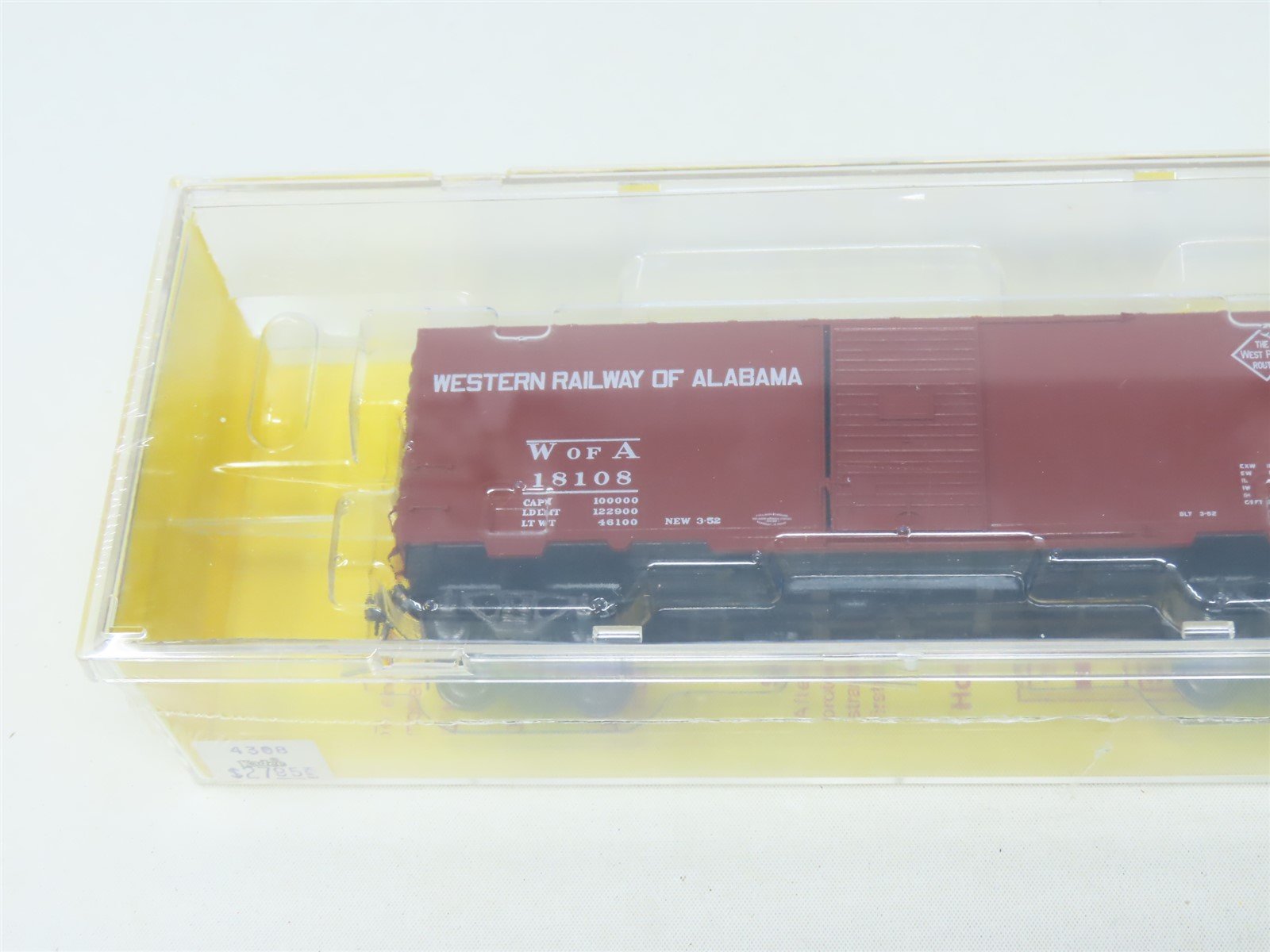 HO Scale Kadee #4308 WofA Western Railway of Alabama 40' Box Car #18108- Sealed