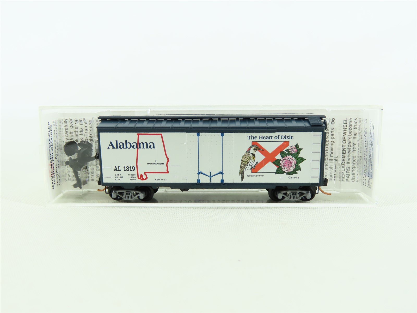 N Scale Micro-Trains MTL #21372 AL Alabama State Car 40' Box Car #1819