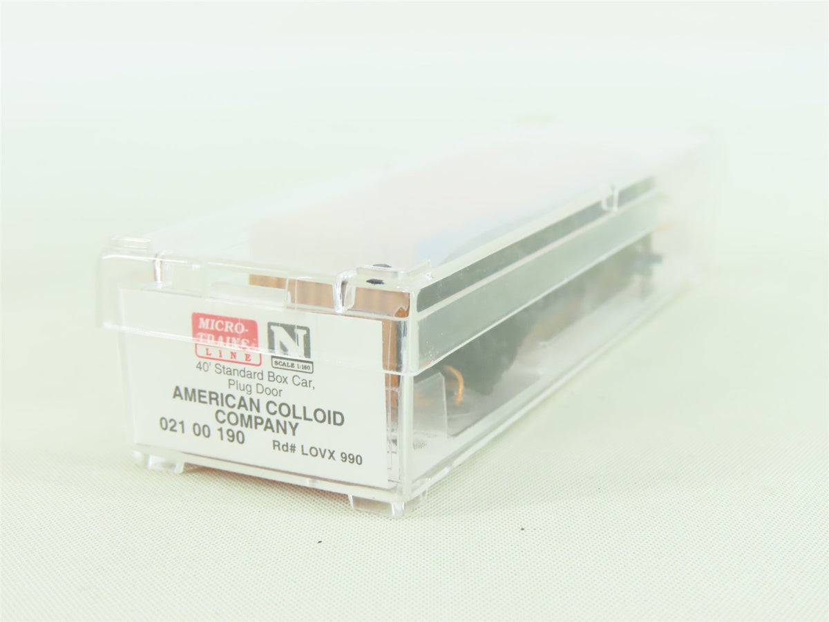 N Scale Micro-Trains MTL #02100190 LOVX American Colloid Co. 40&#39; Box Car #990