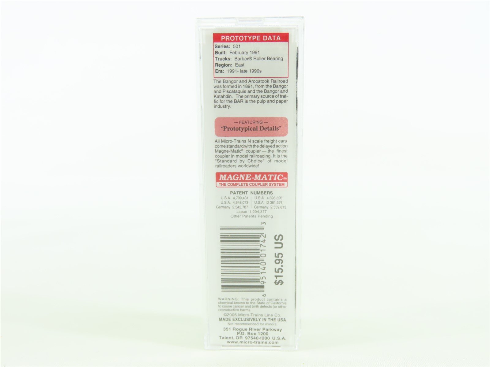 N Scale Micro-Trains MTL #03800390 BAR Fraser 50' Plug Door Box Car #501