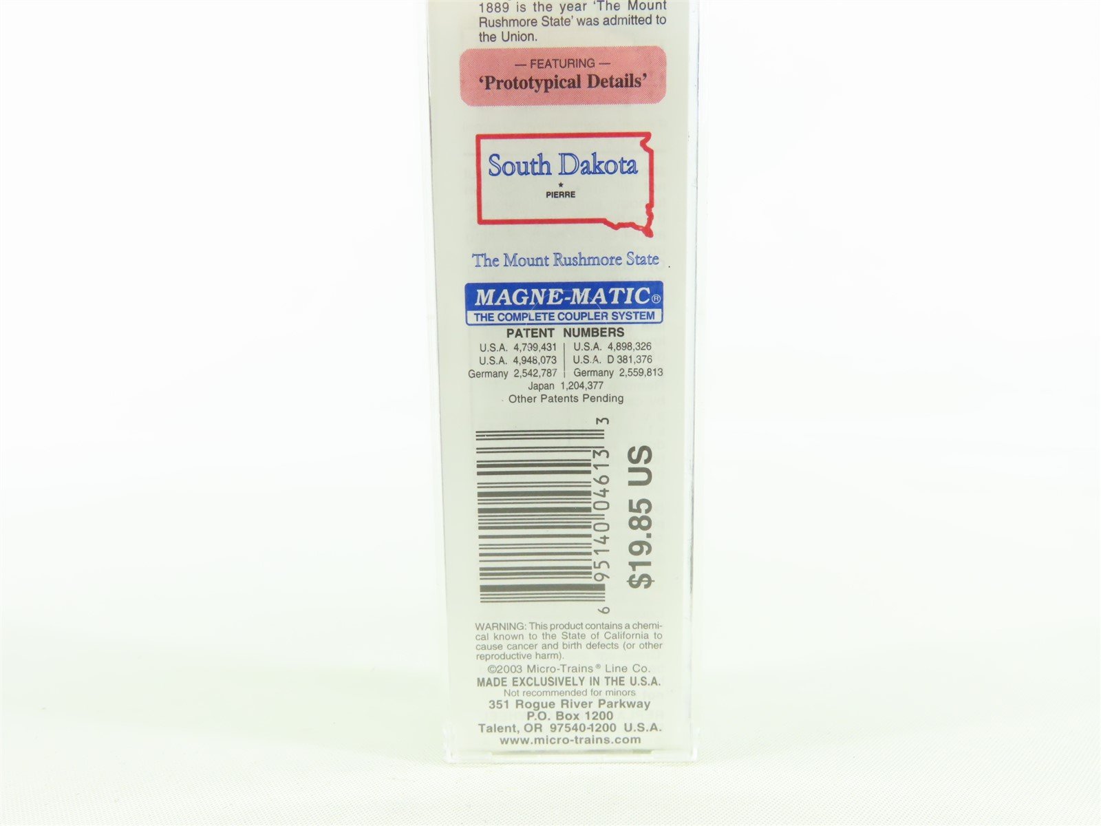 N Scale Micro-Trains MTL #21371 SD South Dakota State Car 40' Box Car #1889