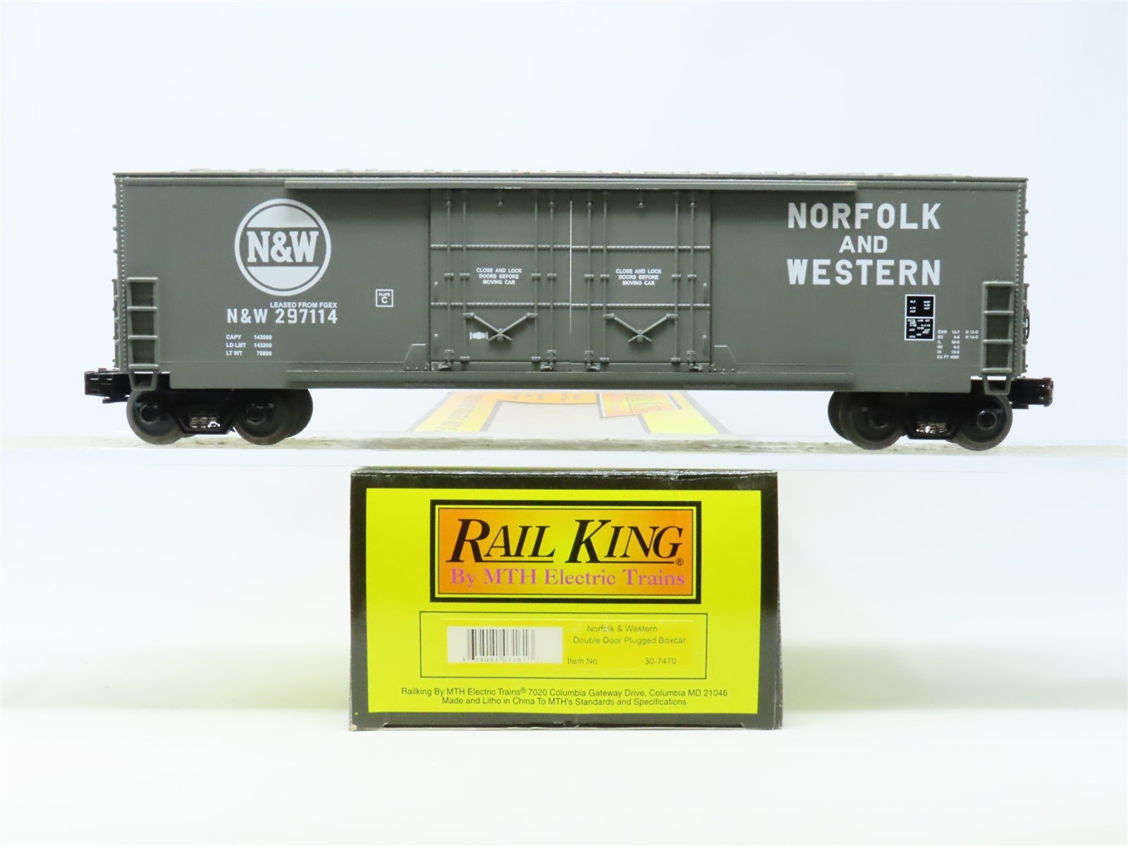 O Gauge 3-Rail MTH Rail King 30-7470 N&W Norfolk & Western Box Car #297114